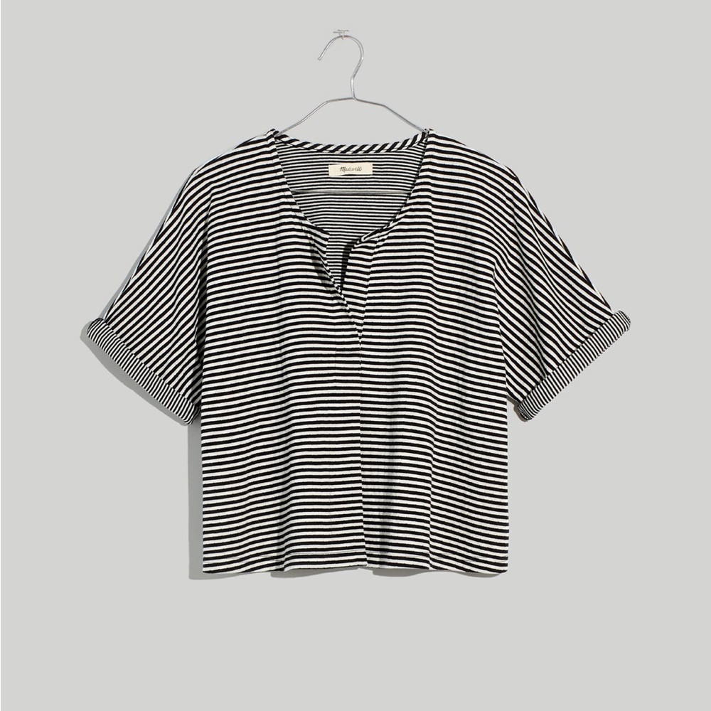 Madewell Double-Faced Henley Tee in Stripe size large new with tags NWT